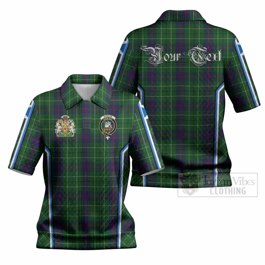Duncan Tartan Crest Women’s Polo Sweater Top Scotland Coat of Arm Flag Style