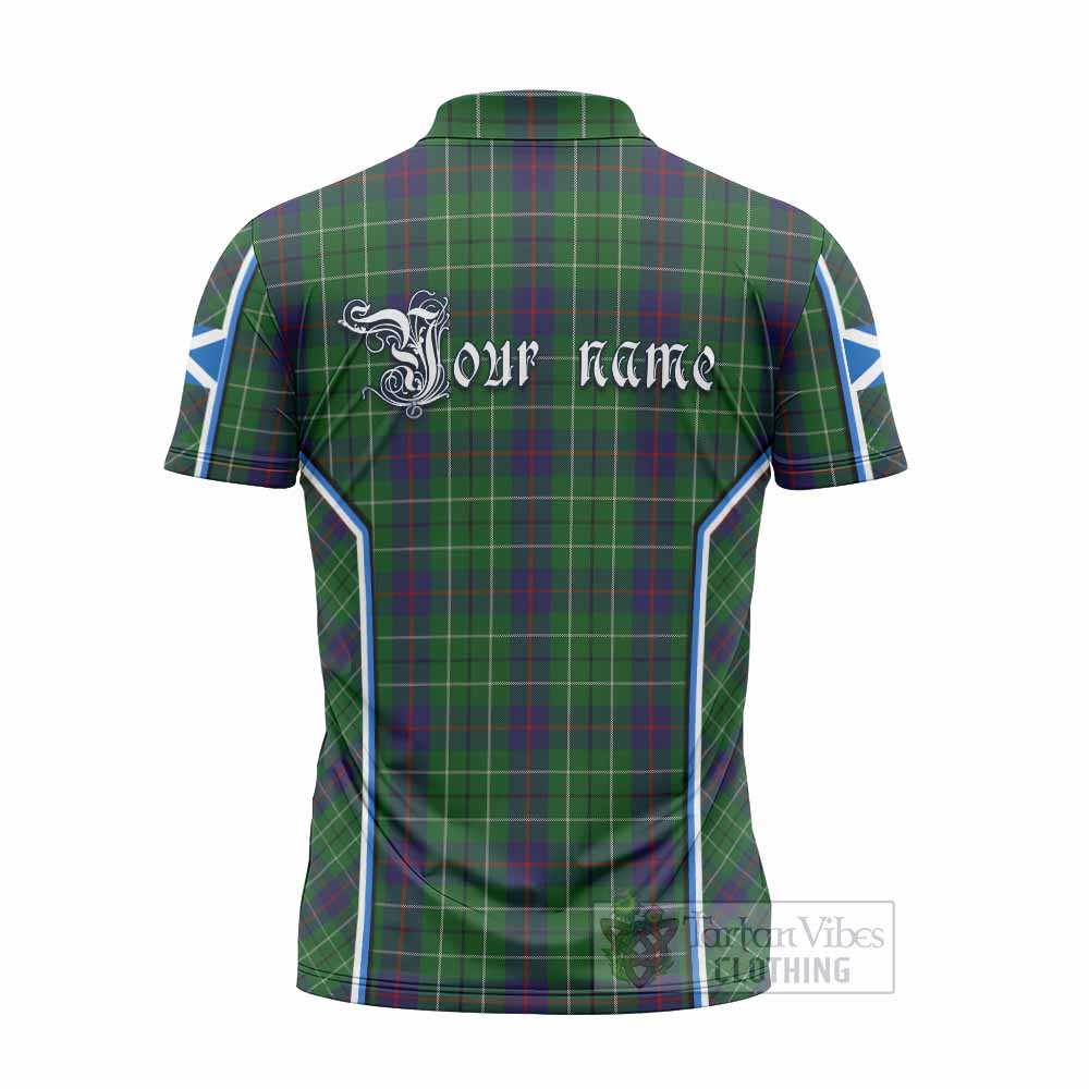 Duncan Tartan Crest Zipper Polo Shirt Scotland Coat of Arm Flag Style - Tartan Vibes Clothing