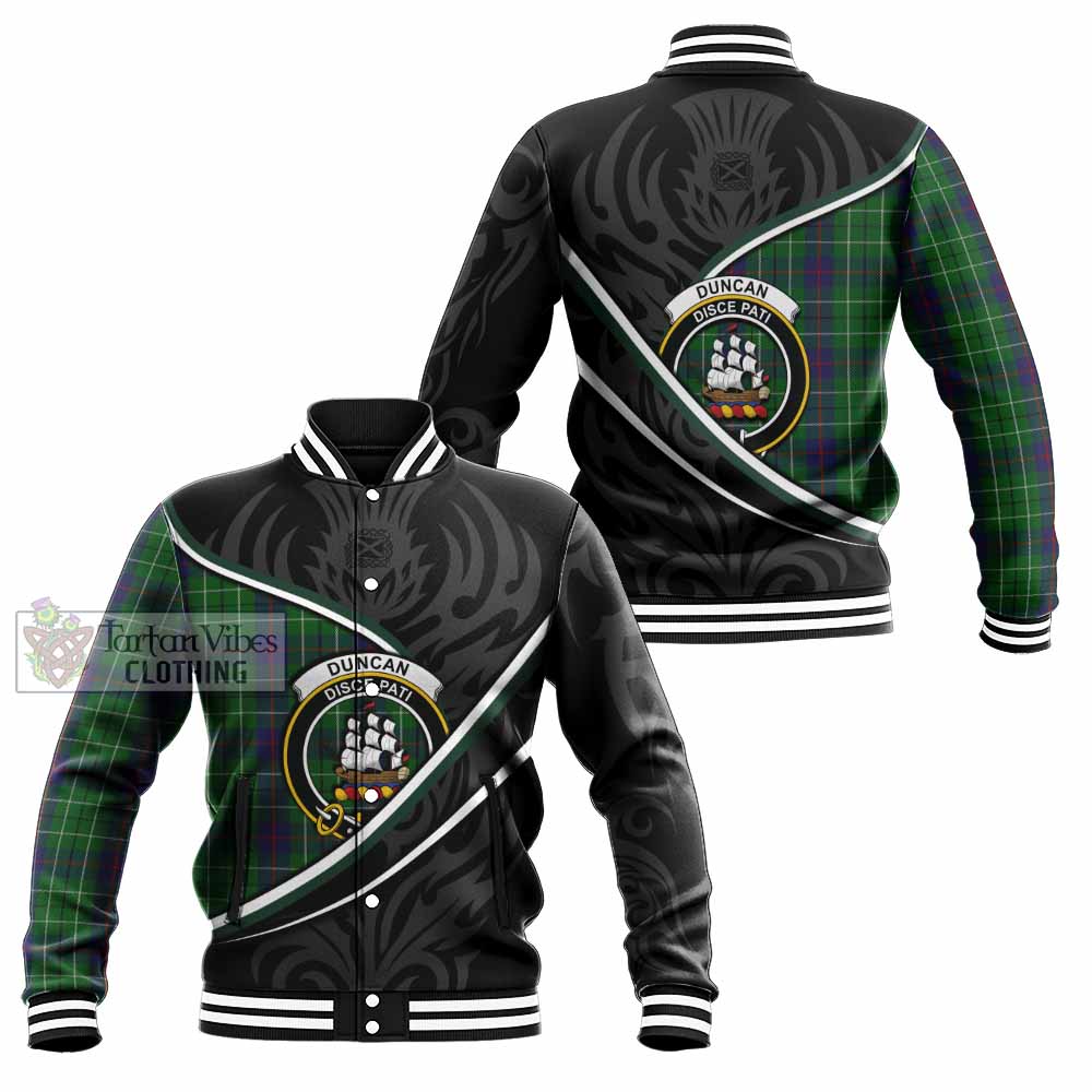 Duncan Tartan Family Crest Baseball Jacket Celtic Scottish Thistle Floral - Tartan Vibes Clothing
