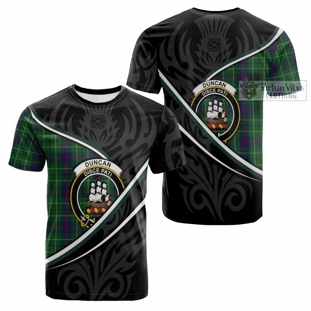 Duncan Tartan Family Crest Cotton T-shirt Celtic Scottish Thistle Floral - Tartan Vibes Clothing