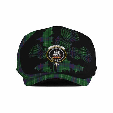 Duncan Tartan Family Crest Flat Cap, Jeff Cap Scotland Thistle Floral