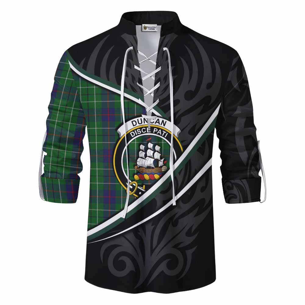 Duncan Tartan Family Crest Ghillie Kilt Shirt Celtic Scottish Thistle Floral - Tartan Vibes Clothing