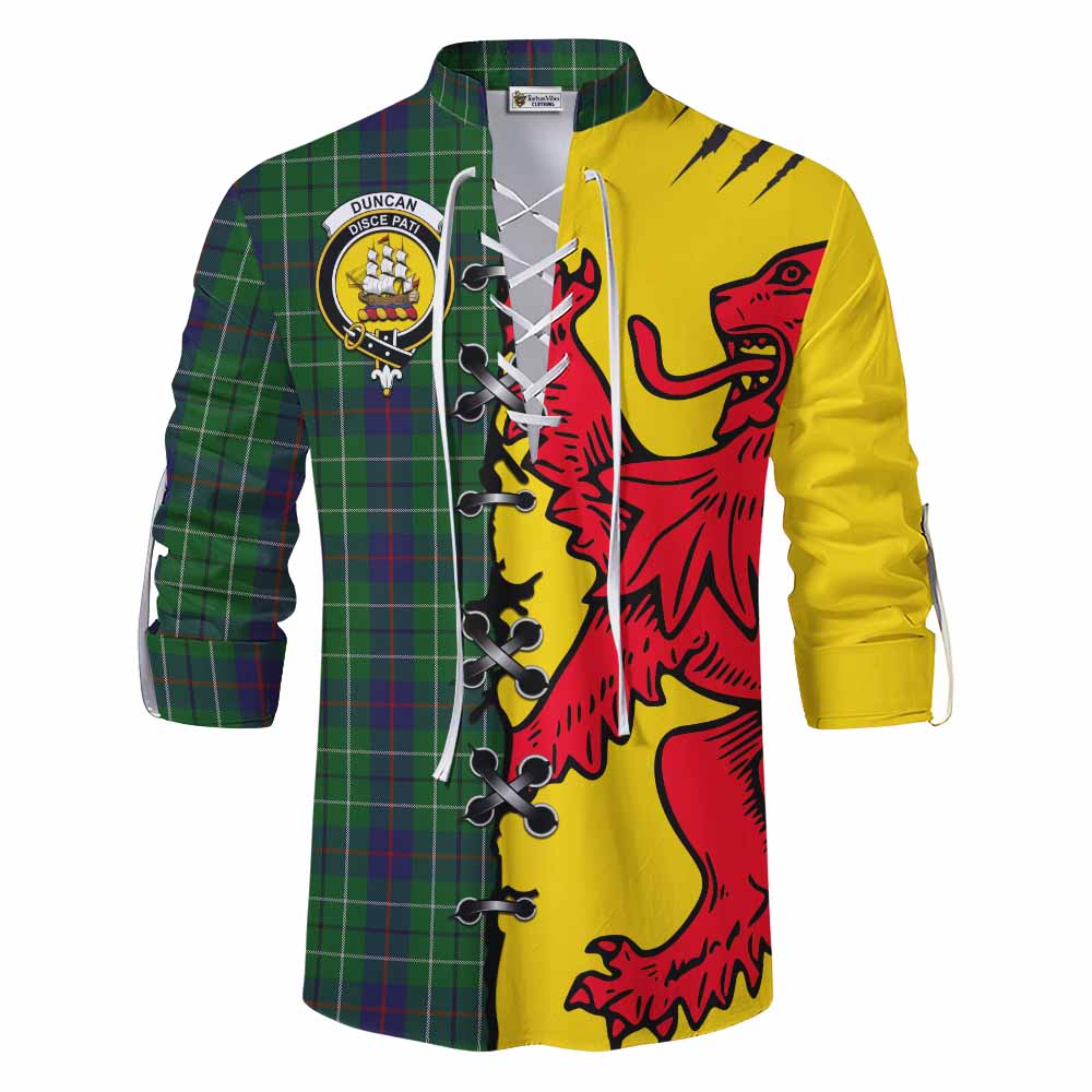 Duncan Tartan Family Crest Ghillie Kilt Shirt Lion Rampant Honor - Tartan Vibes Clothing