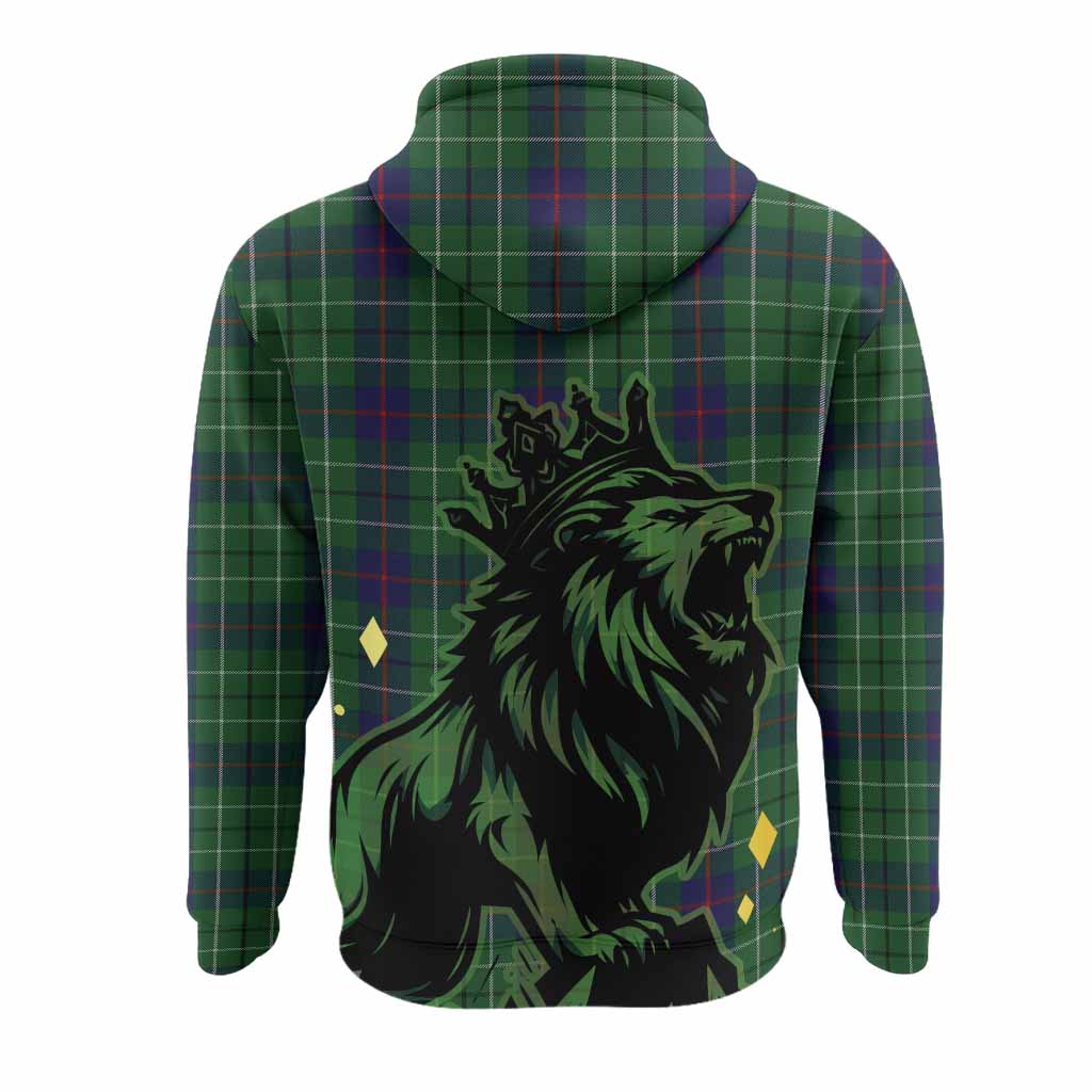 Duncan Tartan Family Crest Hoodie Crowned Lion Roaring