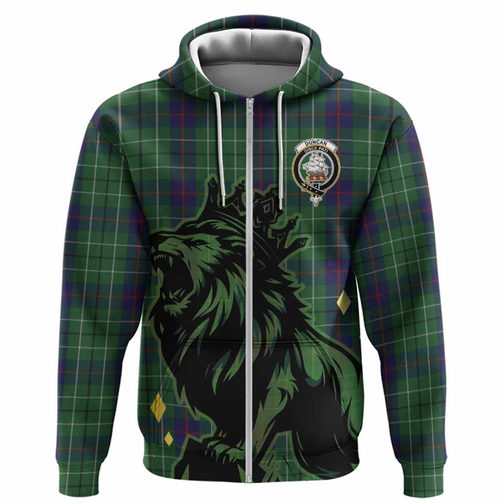 Duncan Tartan Family Crest Hoodie Crowned Lion Roaring