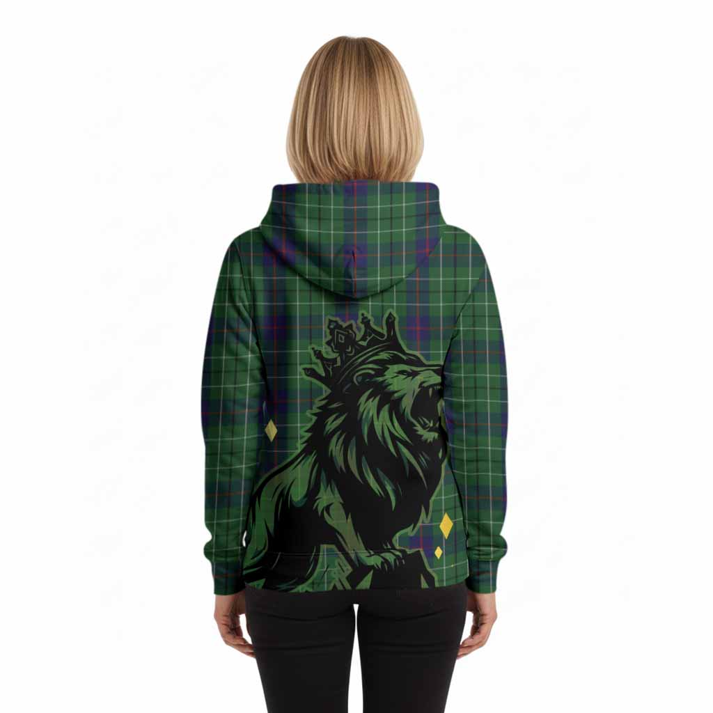Duncan Tartan Family Crest Hoodie Crowned Lion Roaring