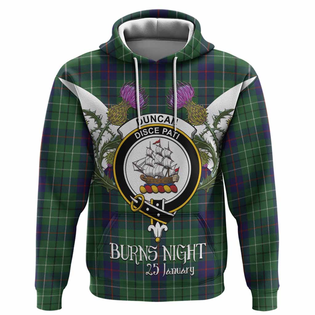 Duncan Tartan Family Crest Hoodie Scottish Burns Night Thistle Floral