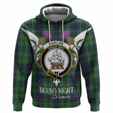 Duncan Tartan Family Crest Hoodie Scottish Burns Night Thistle Floral