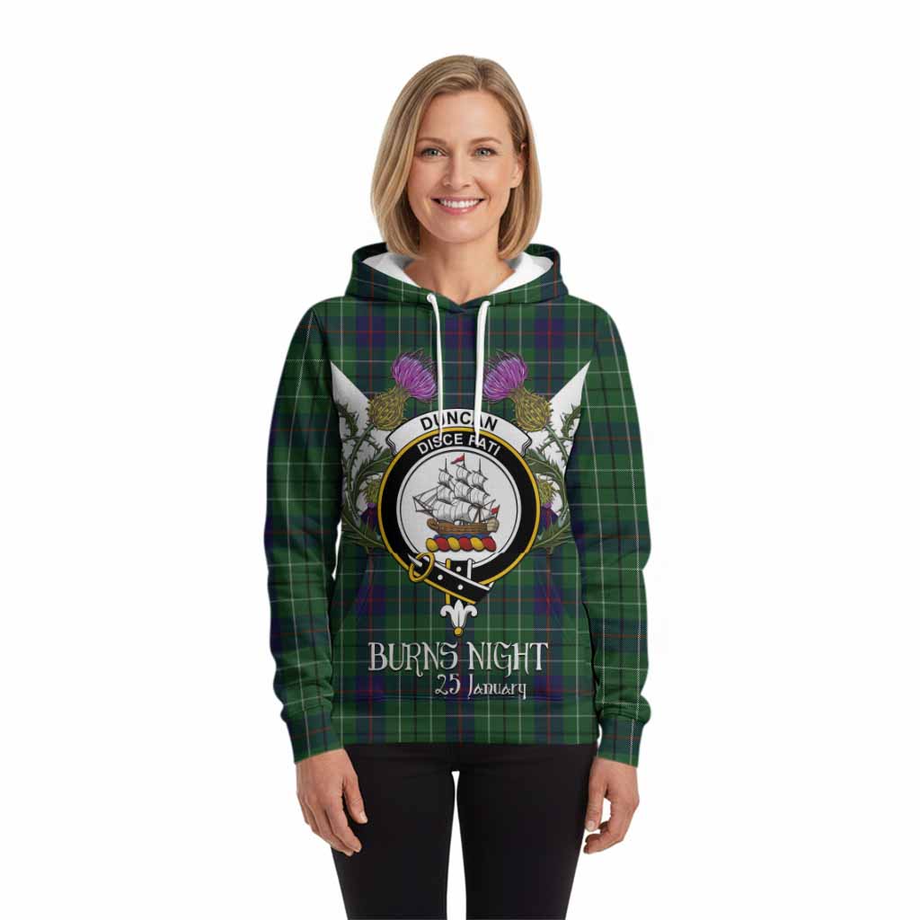 Duncan Tartan Family Crest Hoodie Scottish Burns Night Thistle Floral
