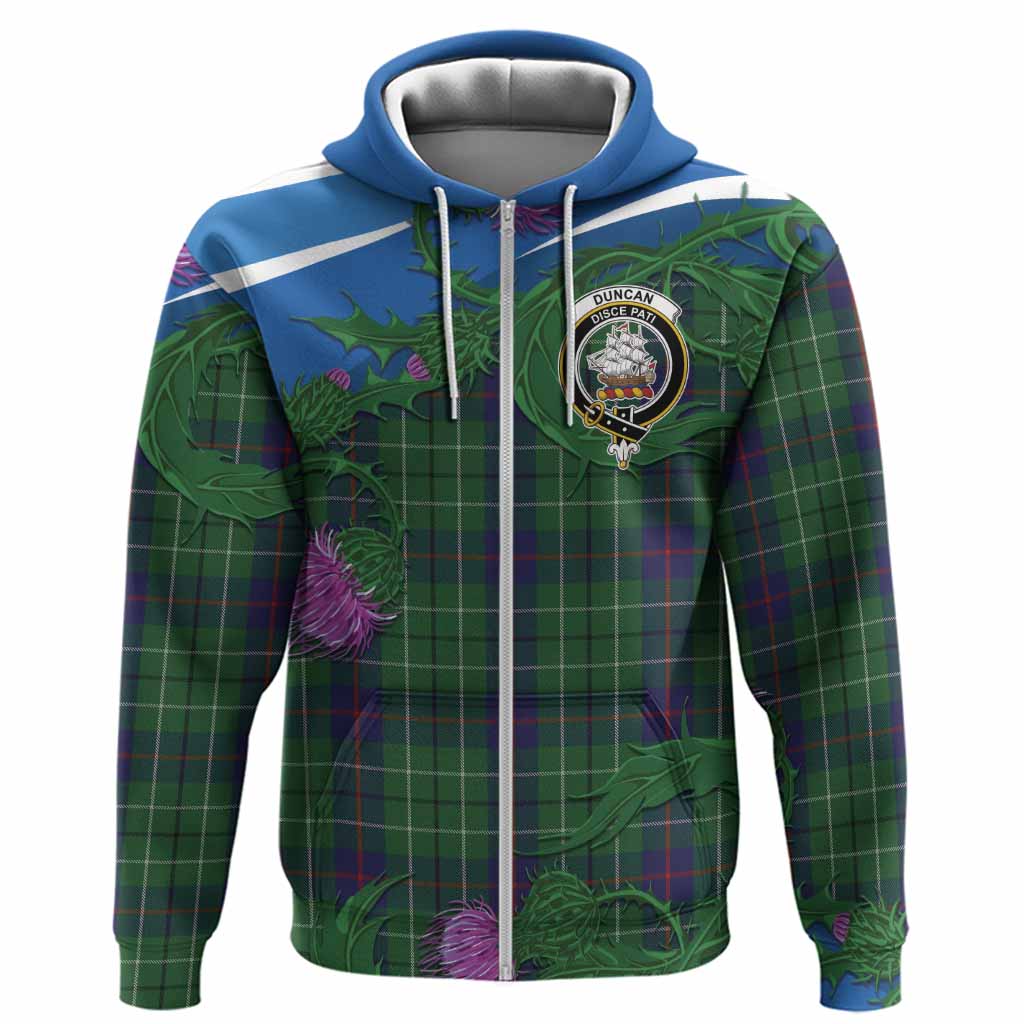Duncan Tartan Family Crest Hoodie Thistle in Minimalism