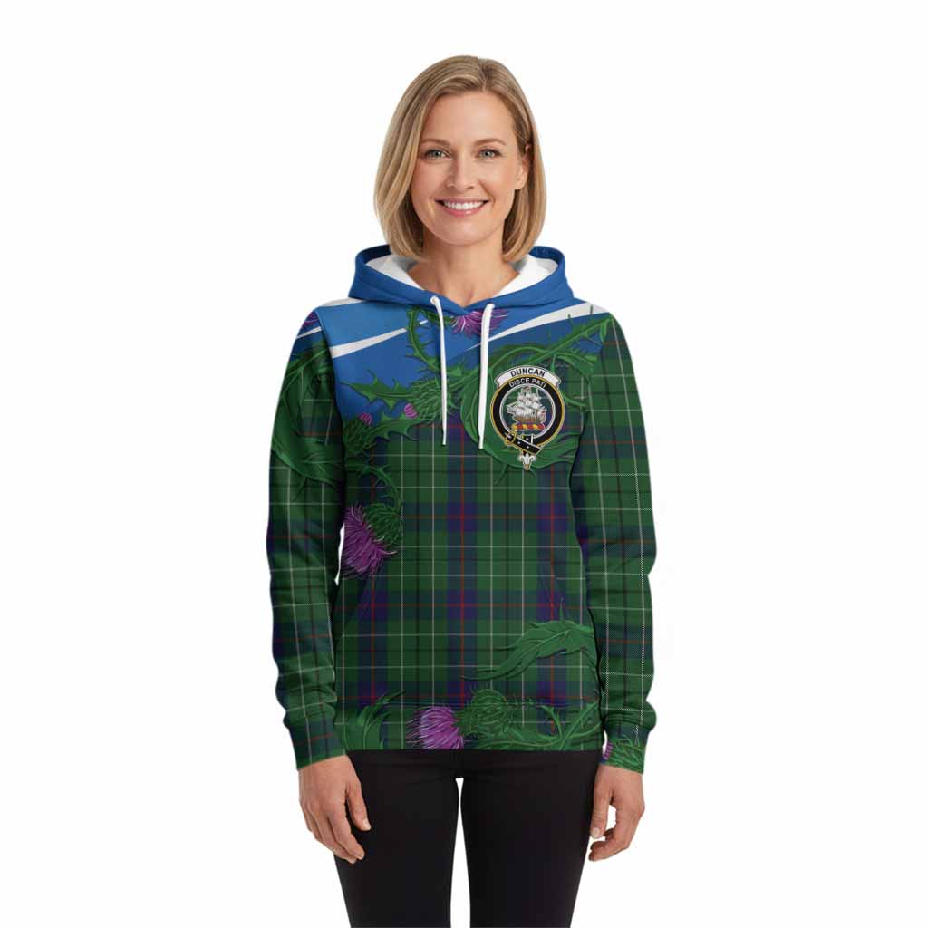 Duncan Tartan Family Crest Hoodie Thistle in Minimalism