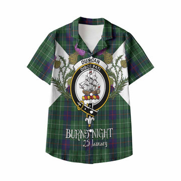 Duncan Tartan Family Crest Kid Hawaiian Shirt Scottish Burns Night Thistle Floral