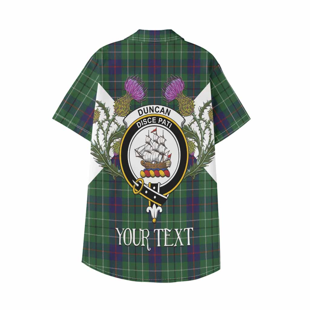 Duncan Tartan Family Crest Kid Hawaiian Shirt Scottish Burns Night Thistle Floral
