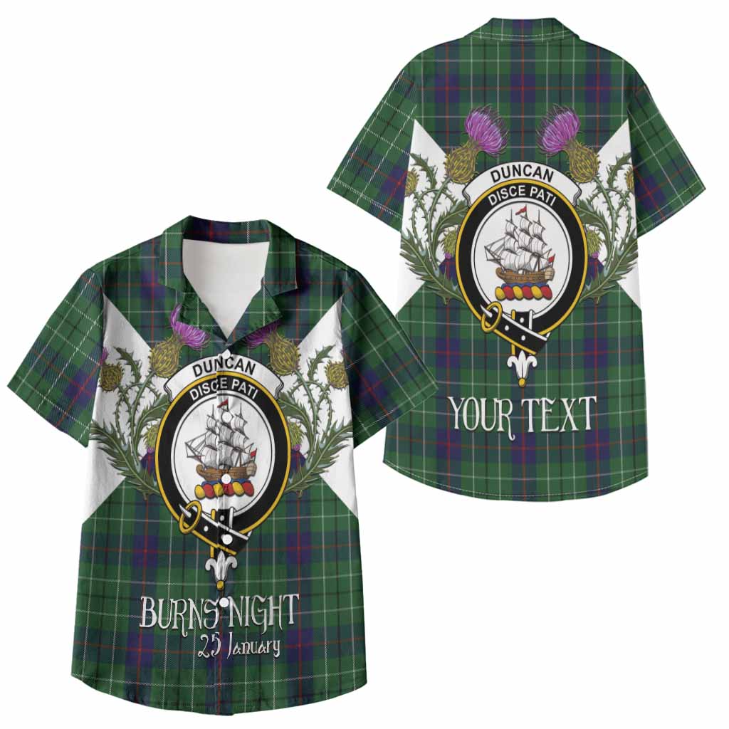Duncan Tartan Family Crest Kid Hawaiian Shirt Scottish Burns Night Thistle Floral