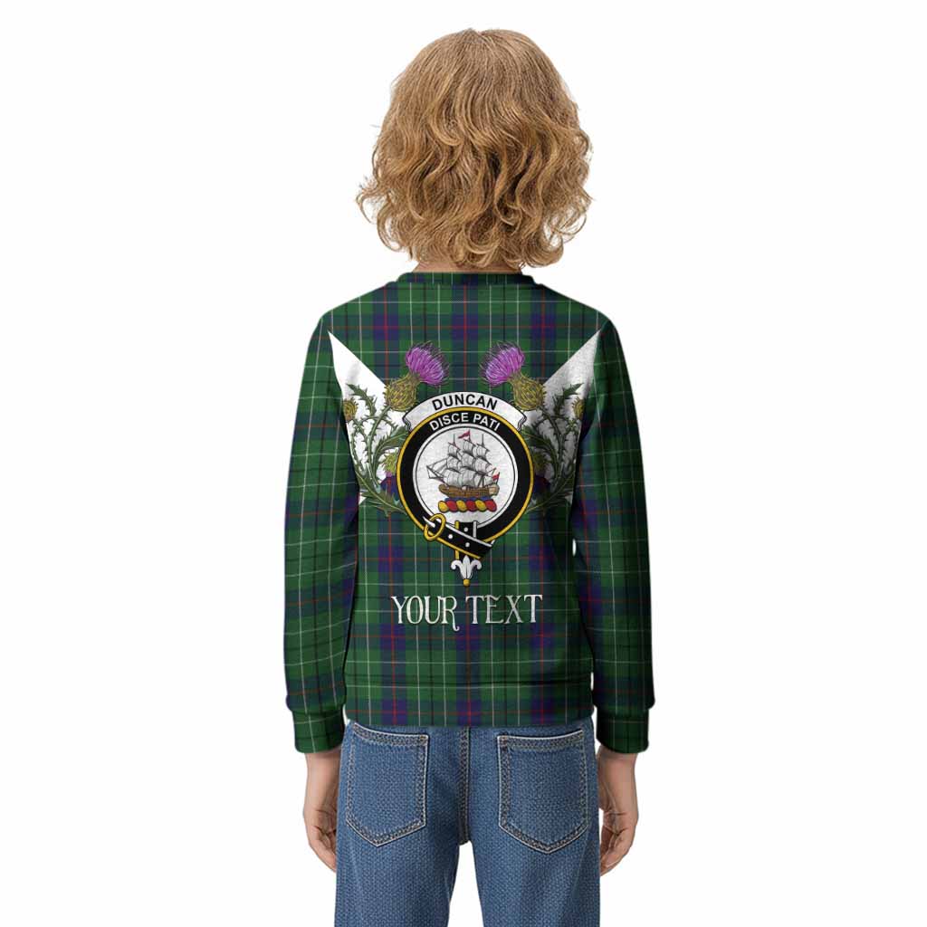 Duncan Tartan Family Crest Kid Knitted Sweatshirt Scottish Burns Night Thistle Floral