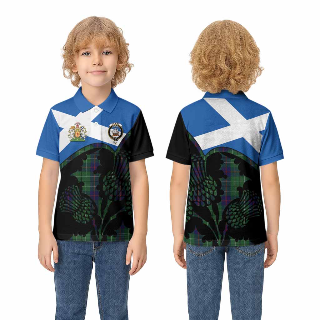 Duncan Tartan Family Crest Kid Polo Shirt Scotland Thistle Floral Flag Style
