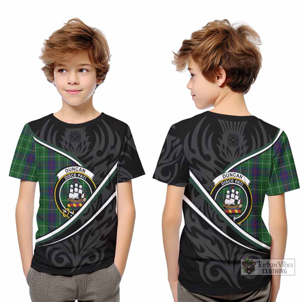 Duncan Tartan Family Crest Kid T-shirt Celtic Scottish Thistle Floral - Tartan Vibes Clothing