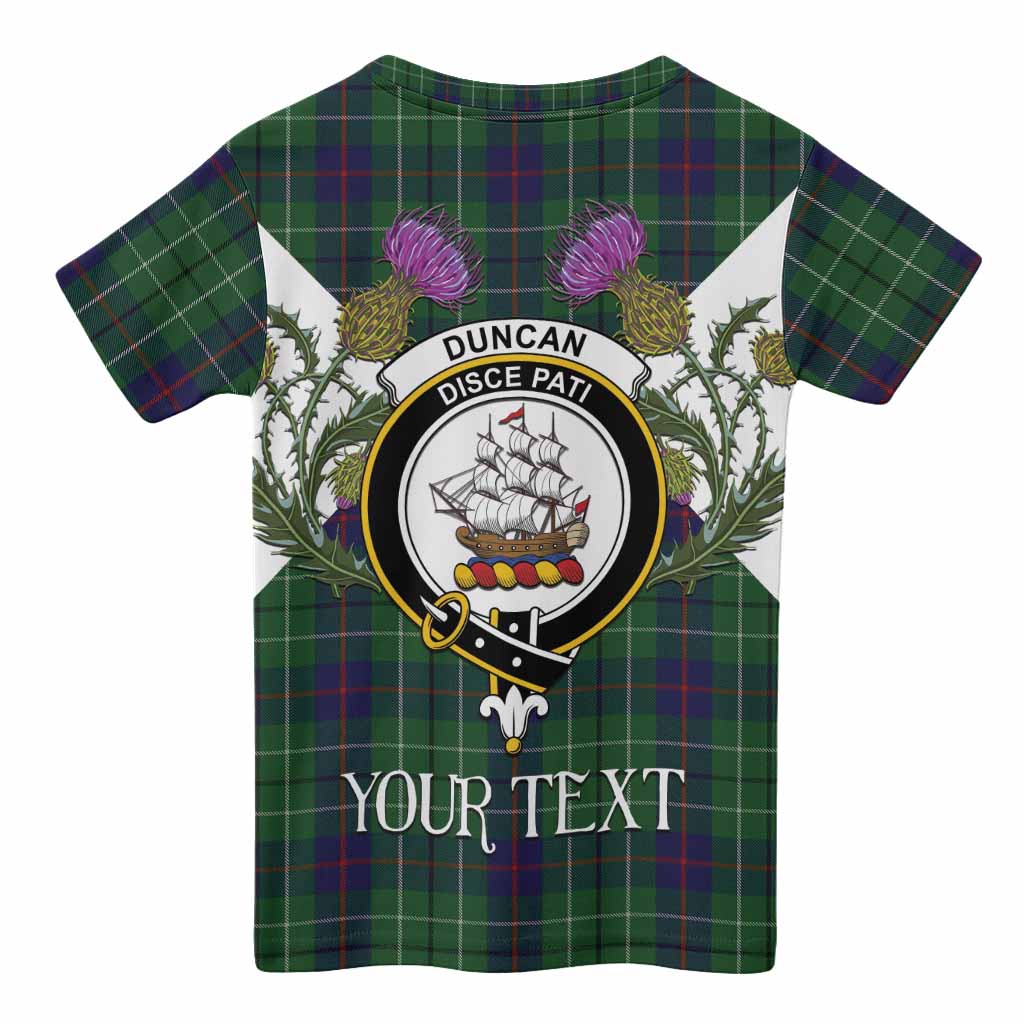 Duncan Tartan Family Crest Kid T-shirt Scottish Burns Night Thistle Floral