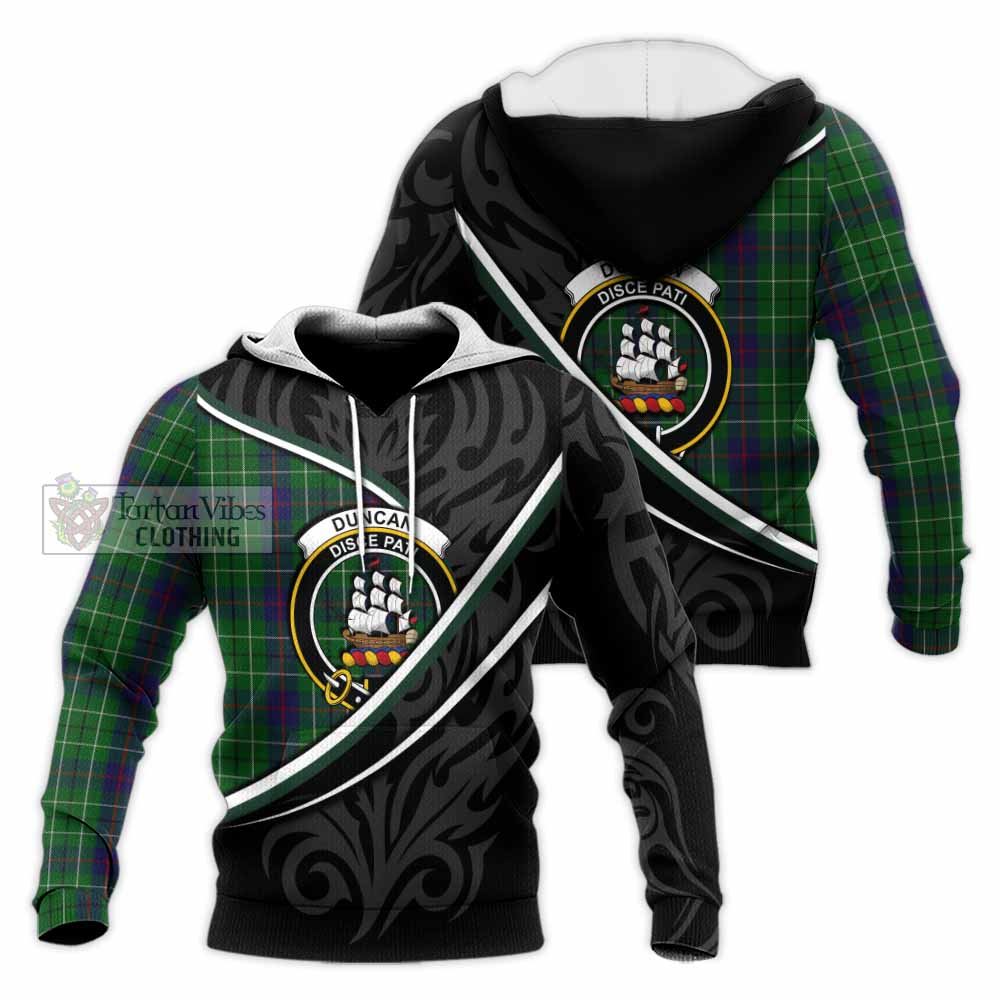 Duncan Tartan Family Crest Knitted Hoodie Celtic Scottish Thistle Floral - Tartan Vibes Clothing