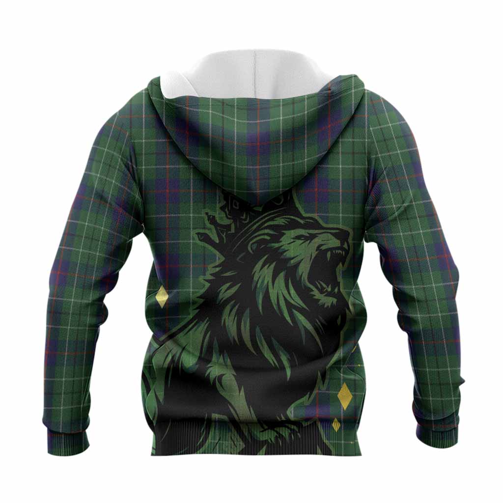 Duncan Tartan Family Crest Knitted Hoodie Crowned Lion Roaring