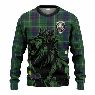 Duncan Tartan Family Crest Knitted Sweater Crowned Lion Roaring