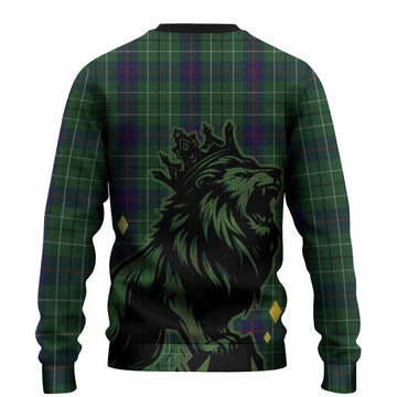 Duncan Tartan Family Crest Knitted Sweater Crowned Lion Roaring