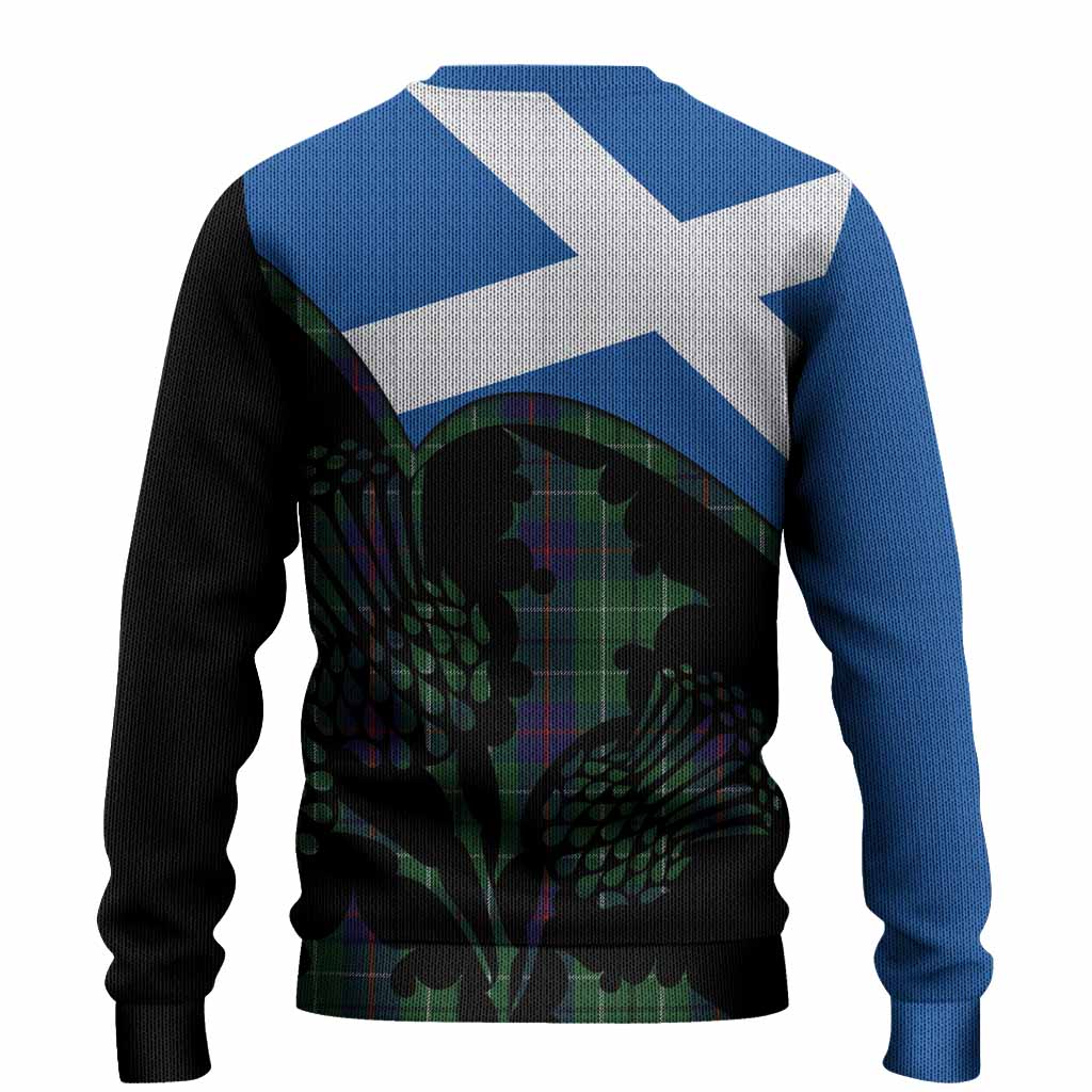 Duncan Tartan Family Crest Knitted Sweater Scotland Thistle Floral Flag Style