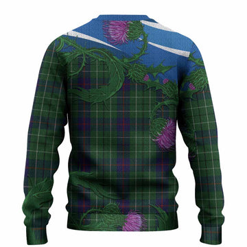 Duncan Tartan Family Crest Knitted Sweater Thistle in Minimalism