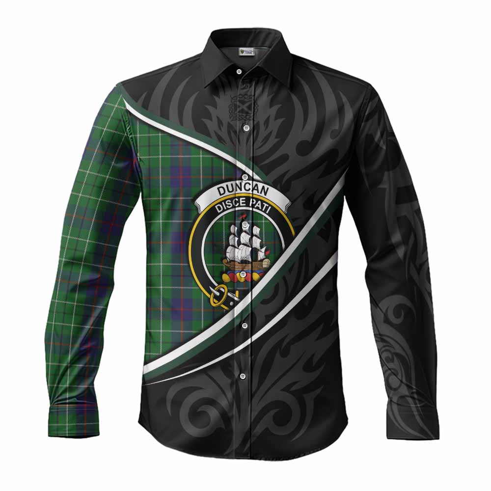 Duncan Tartan Family Crest Long Sleeve Button Shirts Celtic Scottish Thistle Floral - Tartan Vibes Clothing