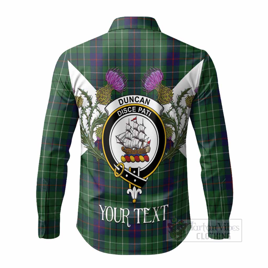 Duncan Tartan Family Crest Long Sleeve Button Shirts Scottish Burns Night Thistle Floral