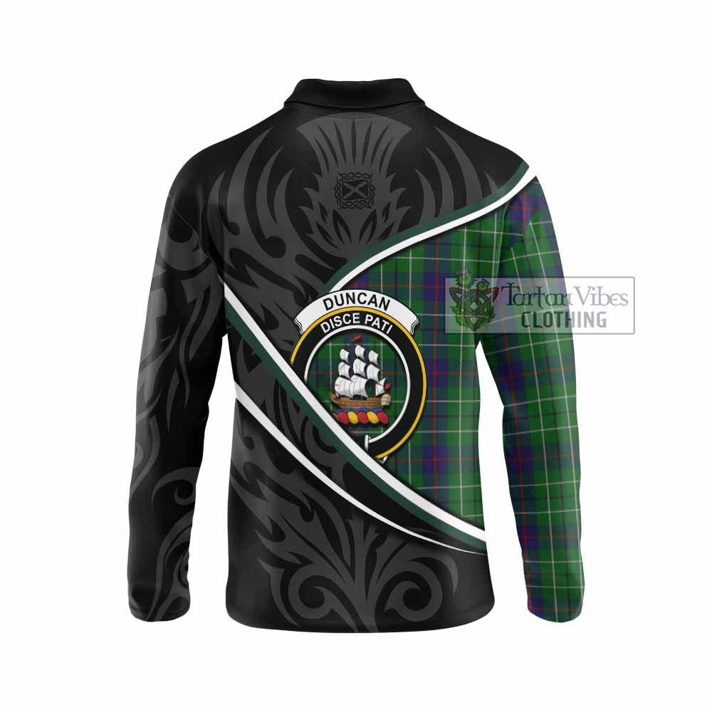 Duncan Tartan Family Crest Long Sleeve Polo Shirt Celtic Scottish Thistle Floral - Tartan Vibes Clothing