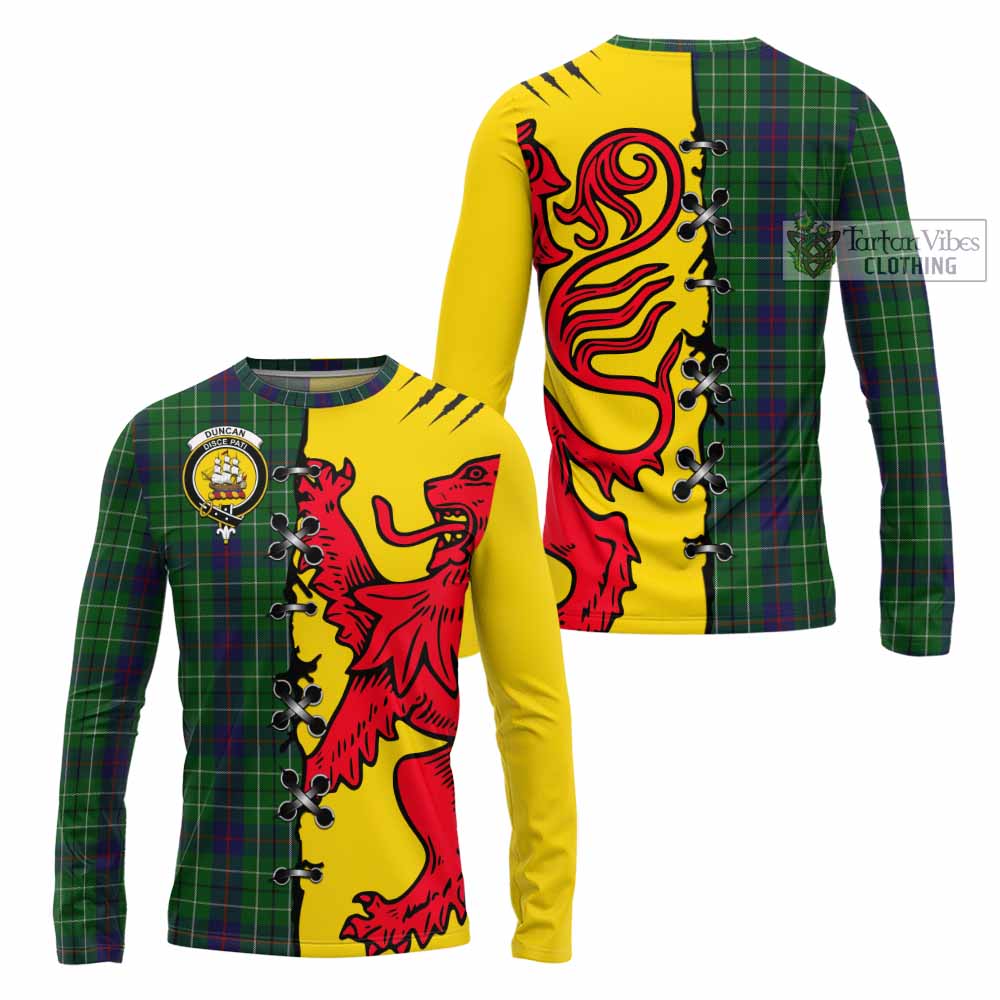 Duncan Tartan Family Crest Long Sleeve T-Shirt Lion Rampant Honor - Tartan Vibes Clothing