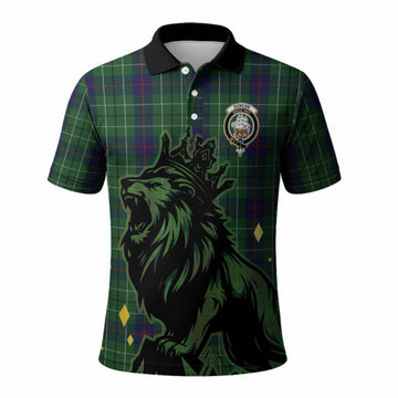 Duncan Tartan Family Crest Polo Shirt Crowned Lion Roaring