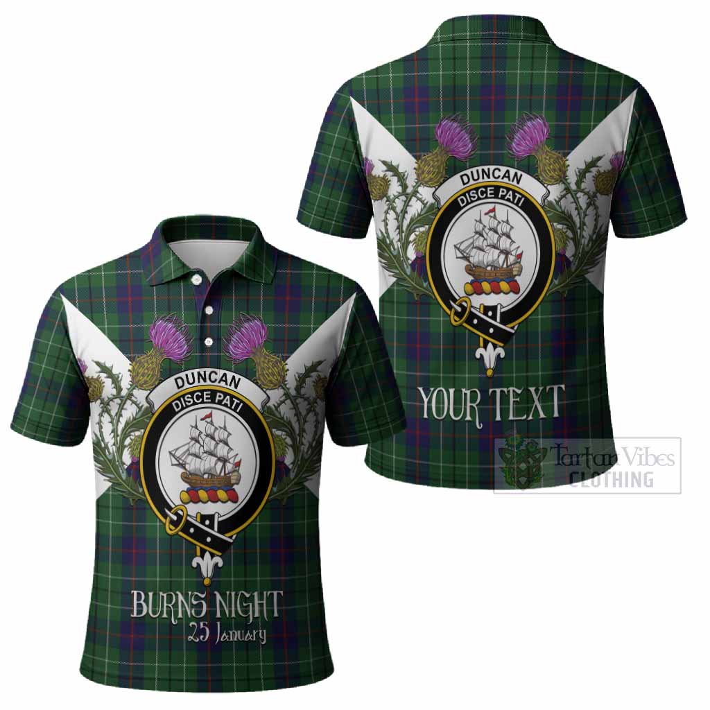 Duncan Tartan Family Crest Polo Shirt Scottish Burns Night Thistle Floral
