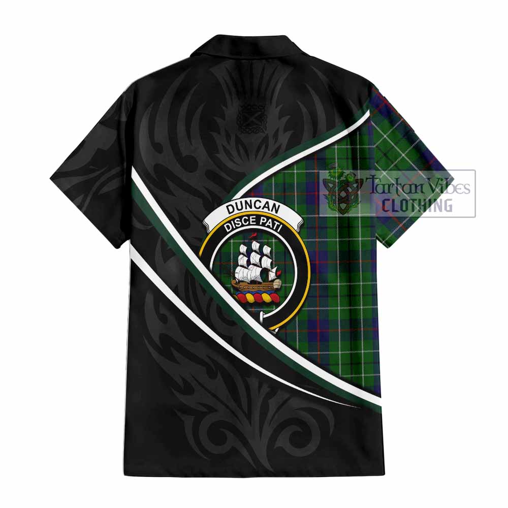 Duncan Tartan Family Crest Short Sleeve Button Shirt Celtic Scottish Thistle Floral - Tartan Vibes Clothing