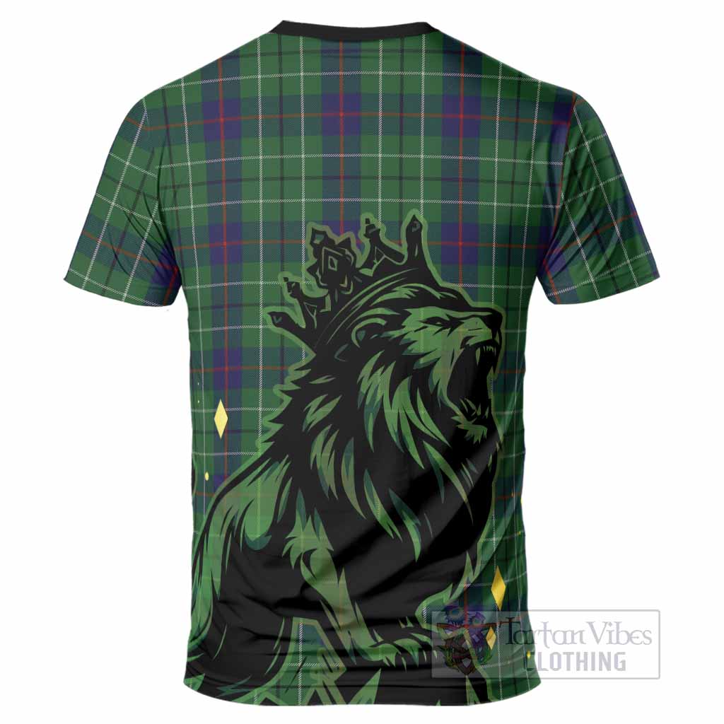 Duncan Tartan Family Crest T-Shirt Crowned Lion Roaring