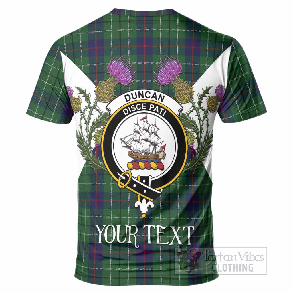 Duncan Tartan Family Crest T-Shirt Scottish Burns Night Thistle Floral
