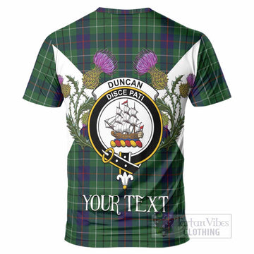 Duncan Tartan Family Crest T-Shirt Scottish Burns Night Thistle Floral