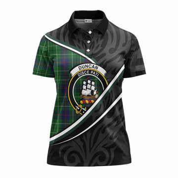Duncan Tartan Family Crest Women's Polo Shirt Celtic Scottish Thistle Floral