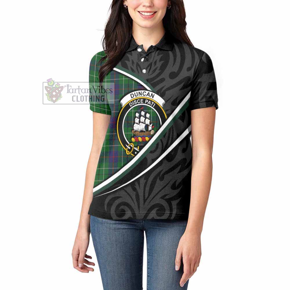 Duncan Tartan Family Crest Women's Polo Shirt Celtic Scottish Thistle Floral - Tartan Vibes Clothing