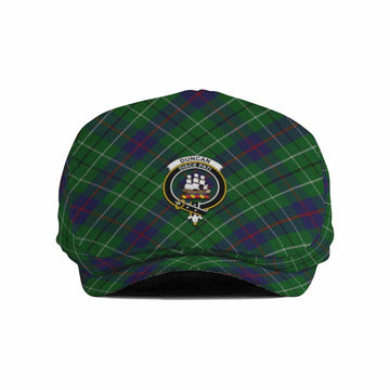 Duncan Tartan Flat Cap, Jeff Cap Cross Style with Family Crest