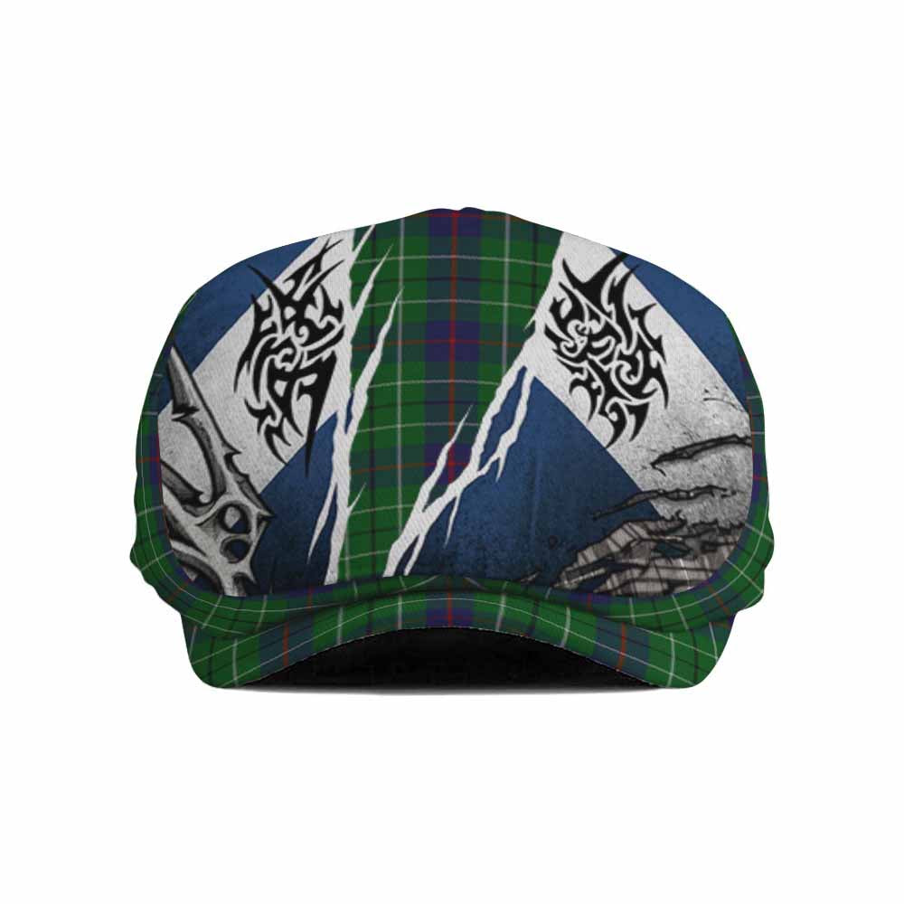 Duncan Tartan Flat Cap, Jeff Cap Scotland Flag Ripped Tribal Design