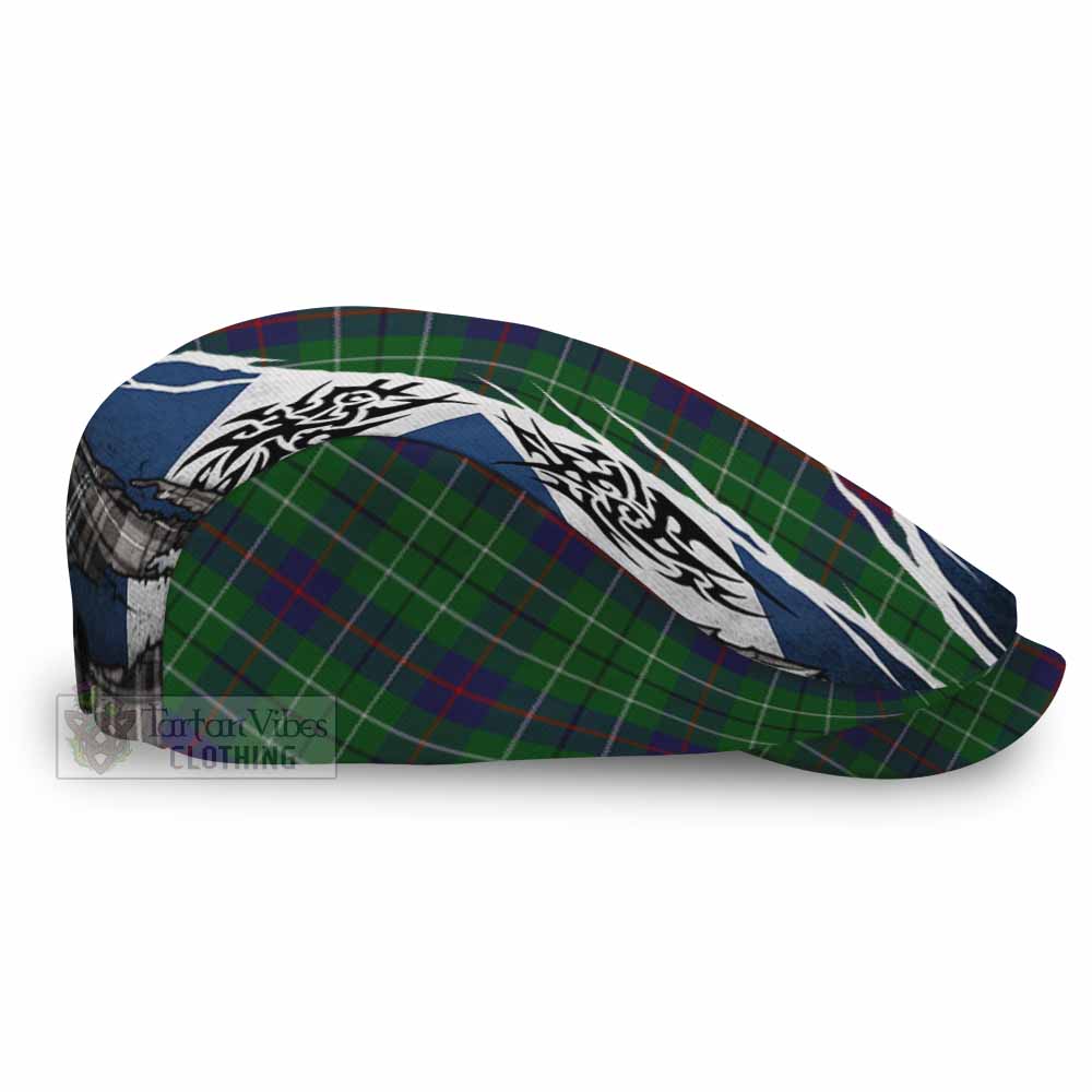 Duncan Tartan Flat Cap, Jeff Cap Scotland Flag Ripped Tribal Design