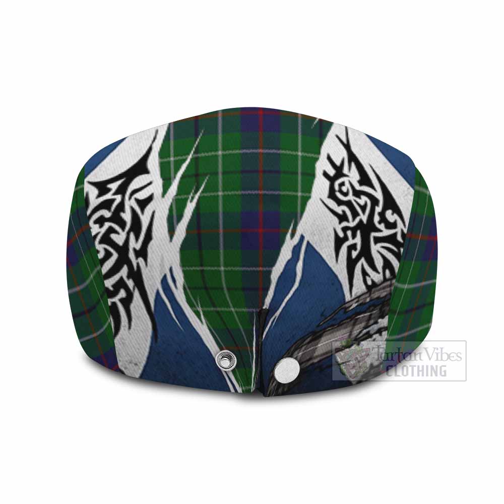 Duncan Tartan Flat Cap, Jeff Cap Scotland Flag Ripped Tribal Design