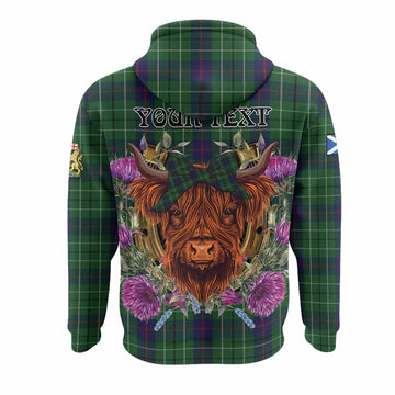 Duncan Tartan Hoodie Scottish Thistle Heilan Coo