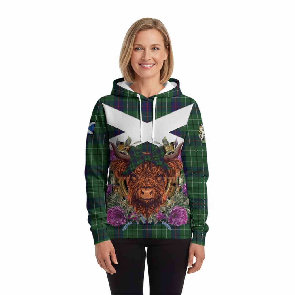 Duncan Tartan Hoodie Scottish Thistle Heilan Coo