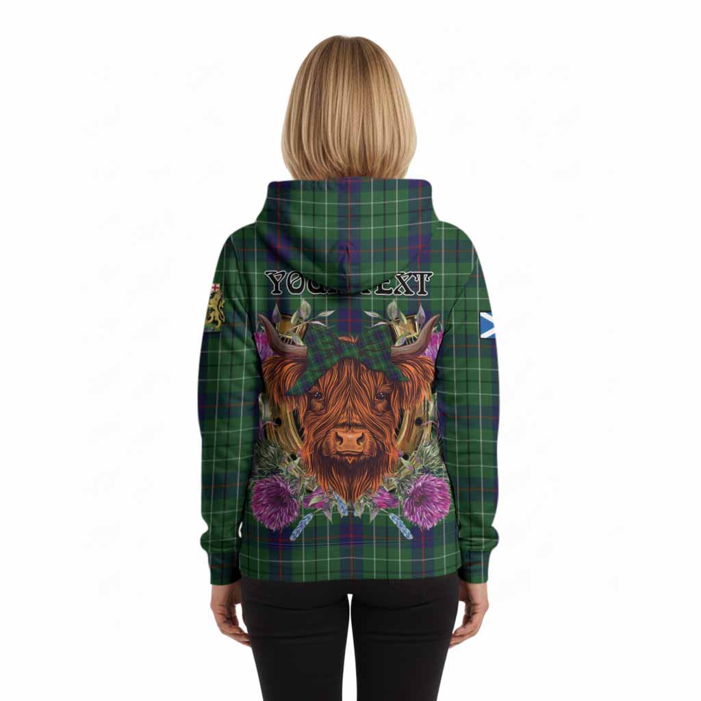 Duncan Tartan Hoodie Scottish Thistle Heilan Coo