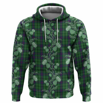 Duncan Tartan Hoodie Seamless Scottish Thistle Flowers