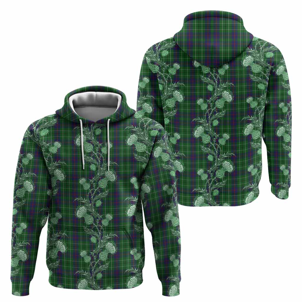 Duncan Tartan Hoodie Seamless Scottish Thistle Flowers