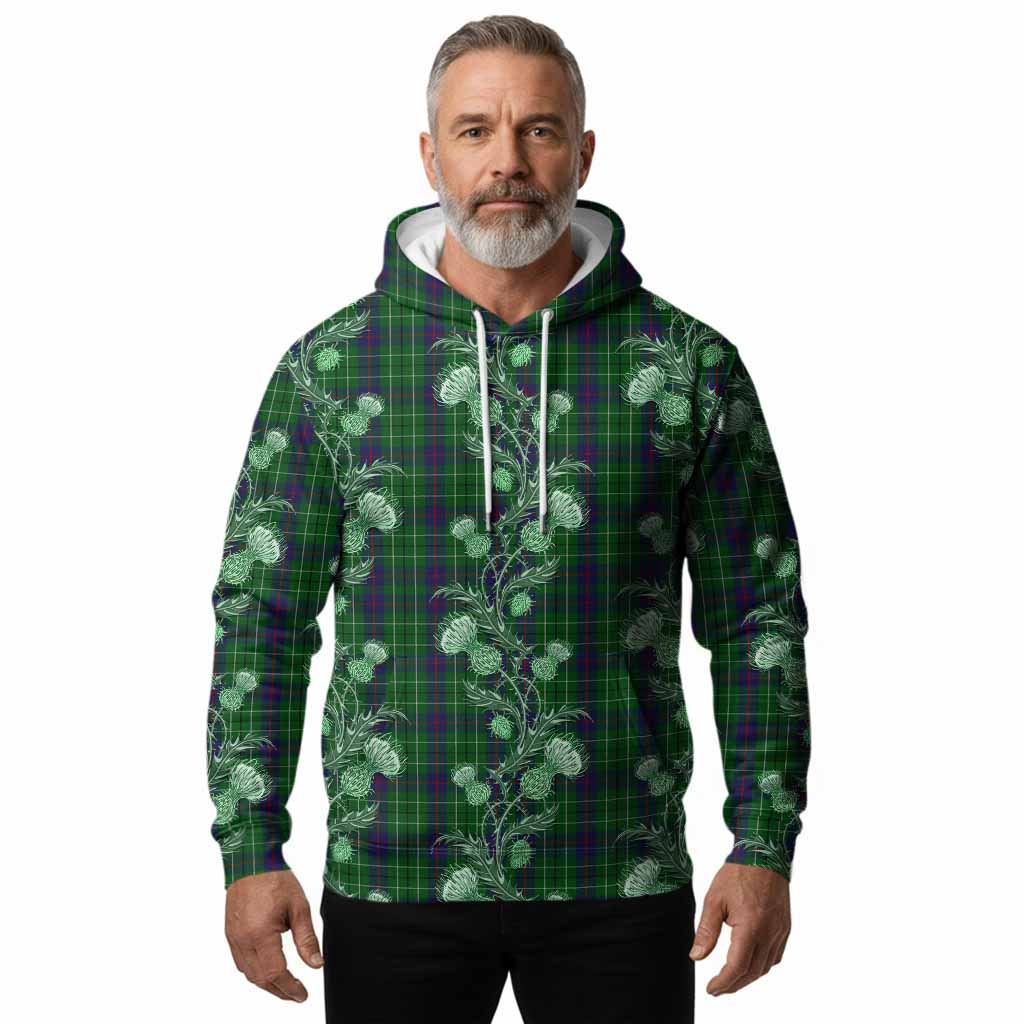 Duncan Tartan Hoodie Seamless Scottish Thistle Flowers
